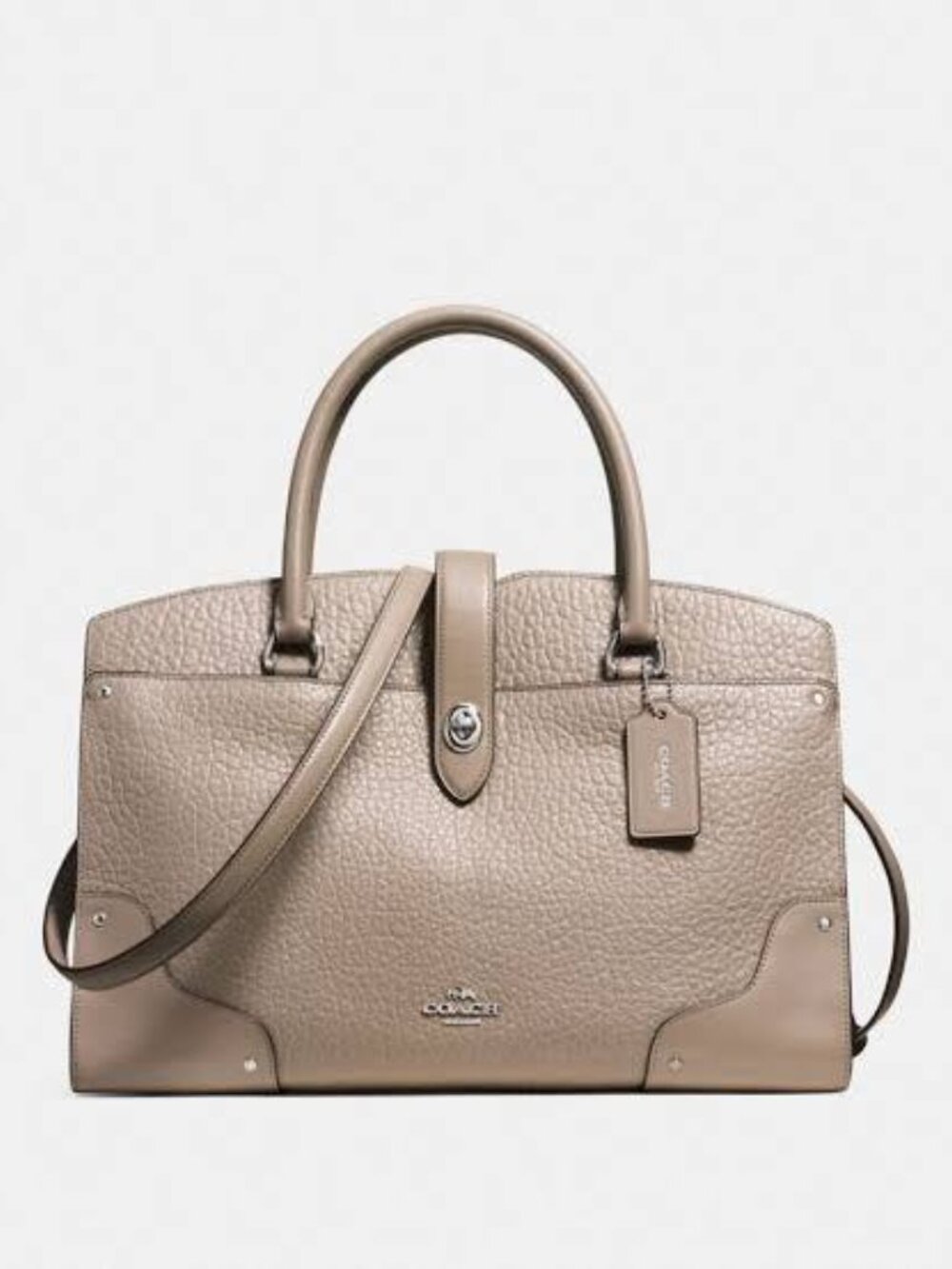 Coach -Mercer 30 Satchel - Stone Pebbled Leather
